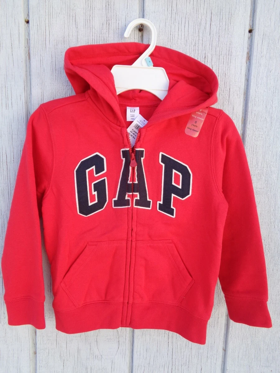 New Gap Arch Zip Hoodie Red Size 2T 3T 4T 5T 2 3 4 5 years Logo Boys Girls  | eBay