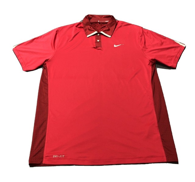 Nike Tiger Woods Collection DriFit Golf Shirt Polo (M, Red, Geometric