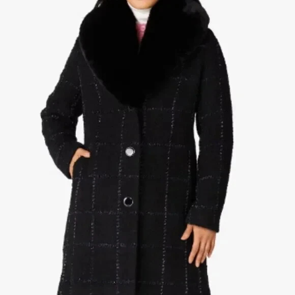 Cappotto di lana Kate Spade Lurex a quadri taglia Large prezzo al pubblico consigliato $699 nuovo con etichette