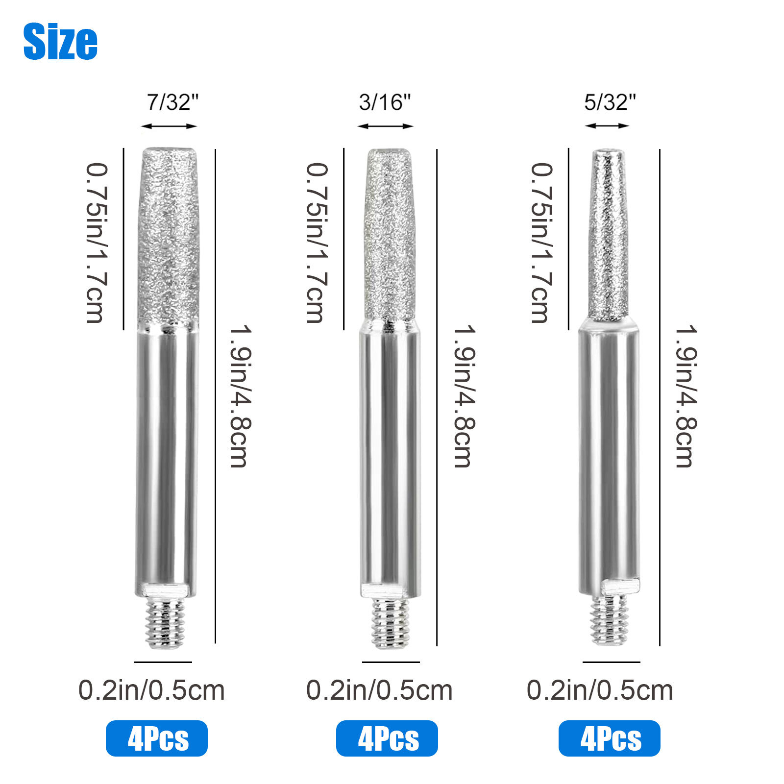 12x Chainsaw Sharpener Sharpening Burr Grinding Stone Heads 5/32'' 3/16'' 7/32'' eBay