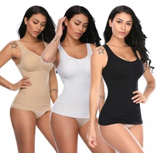 Women Shapewear Cami Camisole with Bult in Padded Bra Slimming Body Shaper Vests