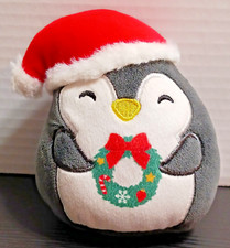 Squishmallows Christmas Luna Penguin 5" Santa Hat Wreath Plush
