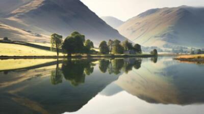 Wandbild: Wunderschönes Landschaftsbild des Lake District in England mit [...]