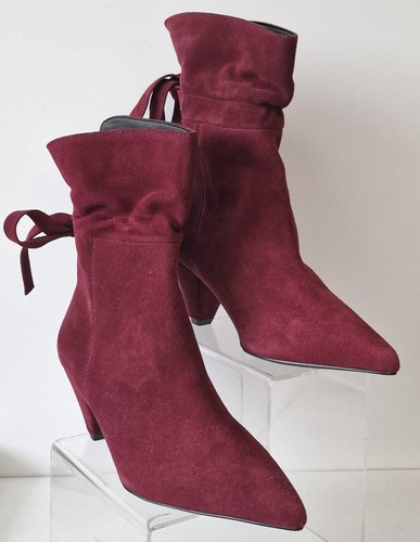 Kaleidoscope Suede Red Kitten Heel Ankle Boots Real Leather Size UK 3 "NEW"  - Afbeelding 1 van 11