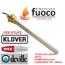 BOUGIE ALLUMAGE POÊLE PELLET DE VILLE RACC.3/8 D.9,9 L.153 - 250 W -1006