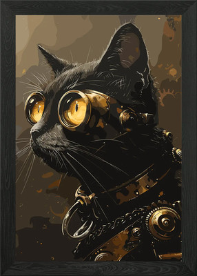 Punk Katze gerahmtes Wandbild Poster Leinwanddruck Bild