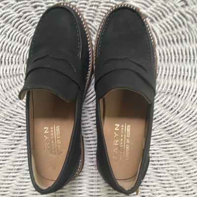 TARYN by Taryn Rose Kilroy Black Leather Loafers 7.5M Slip On Comfort