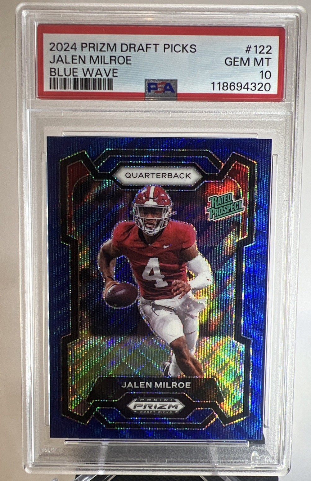 2024 Panini Prizm Draft Picks - Jalen Milroe #122 Blue Wave Prizm /249 (RC)