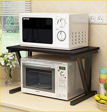 GLOYY Microwave Oven Rack, Wooden Kitchen Counter Shelf About 22'' Wide, Maximum