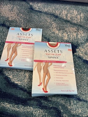 2 Pairs Assets Red Hot Label by Spanx High-Waist Sheers Blkst Blk & Barest 4/D