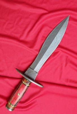 13'' Damascus Blade Hand Forged Dagger w/ Custom Leather Sheath