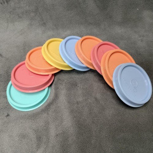 Set 9 Tupperware Replacement Lids #201 ~ Colors 2" FITS Smidget 1463 Midgets 101
