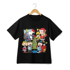 Peanuts Winter Christmas T-Shirt Charlie Brown Snoopy Holiday Cartoon Tee Gift