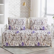 Jarson 3 Pcs Floral Daybed Cover Set Twin Size Butterfly Tulip Flower Sofa