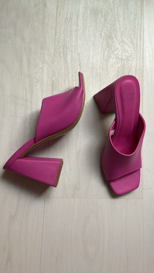 Pink Mules Modern Diseño Puntera Cuadrada Foto 2 de 4
