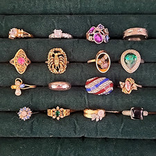 Ring Lot of 16 Rhinestones Multi Tone Various...