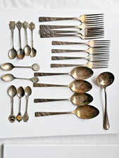 Lotto posate piatto argento misto vintage forchette cucchiai souvenir cucchiai Windsor