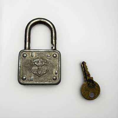 Master Padlock No. 77 with Lions Face and key