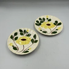 2 - Blue Ridge Pottery Yellow Nocturne Saucers - 5.75"