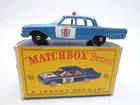 VINTAGE MATCHBOX LESNEY No.55b FORD FAIRLANE POLICE CAR IN ORIGINAL BOX 1963