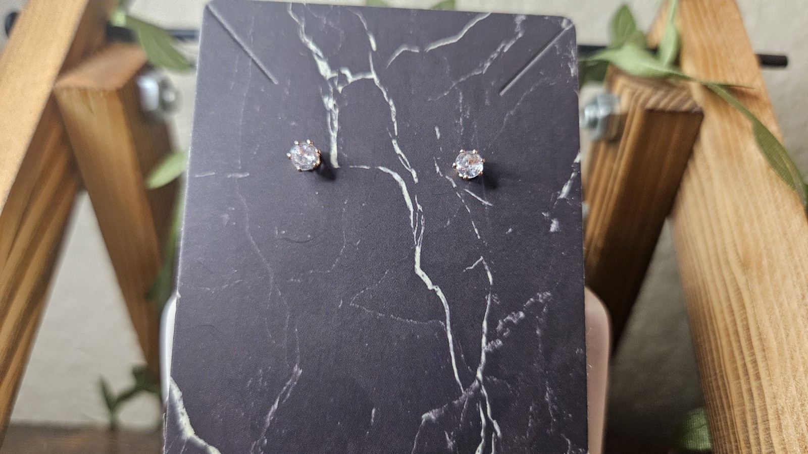 Silver-Tone Metal Round White CZ Stud Earrings, Prong Set, Butterfly Back