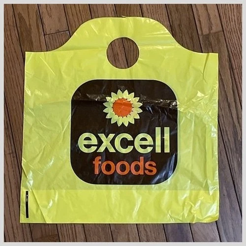 Excell Foods Grocery Bag Sunflower Design 18x16 1978 Paper Sack Groceries