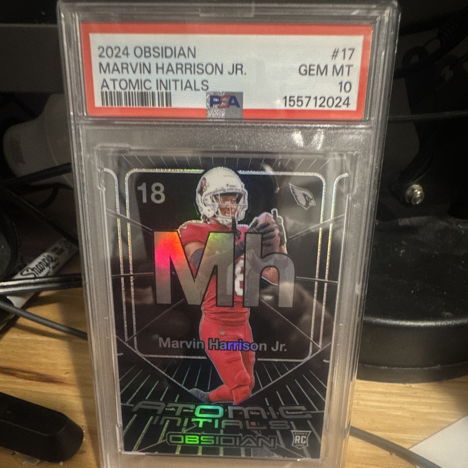 Marvin Harrison Jr. Panini Obsidian Atomic Initials #17 Base
