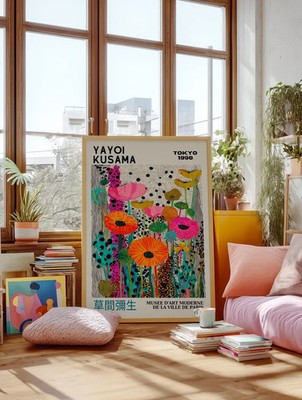 Yayoi Kusama Flower Poster Colorful Botanical Art Japanese Modern