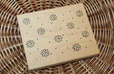 DeNami 2001 XL Large CUTE Rubber Stamp Wood Mounted Daisy FLOWERS Background OOP
