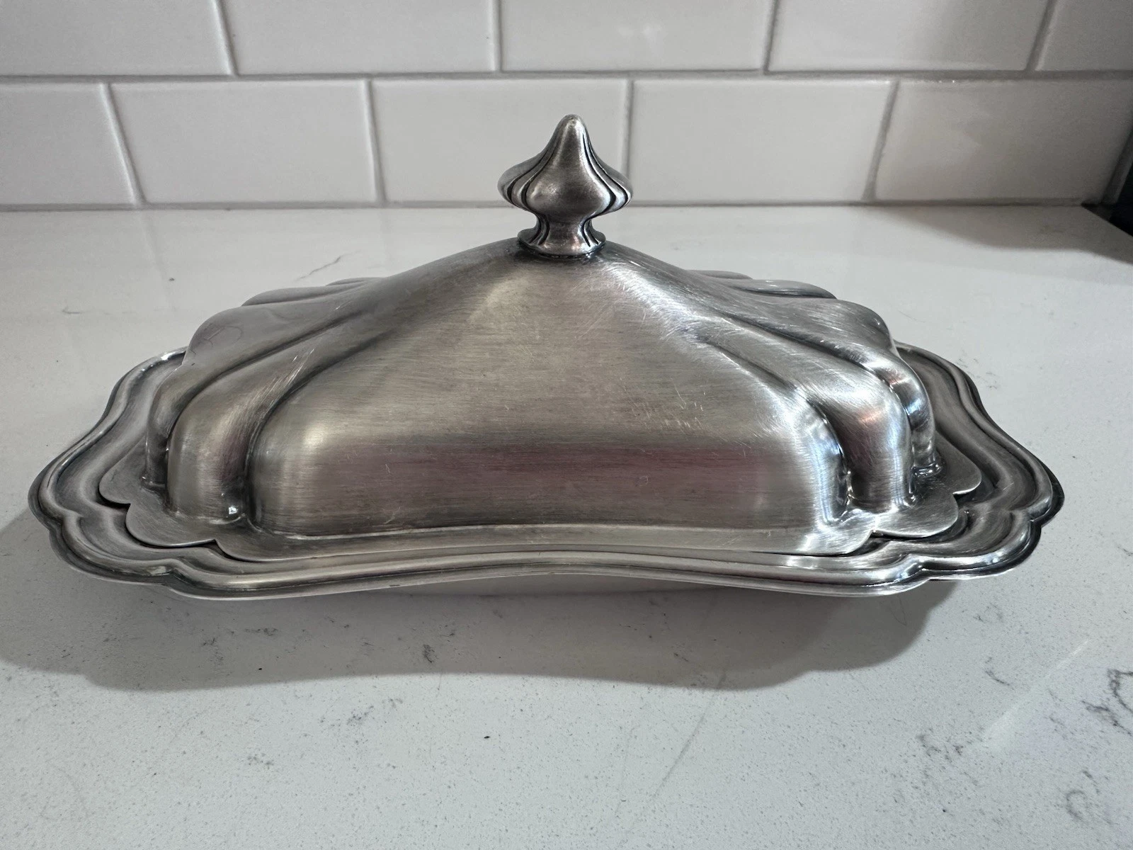 VTG Gorham Heritage YH18Silverplate Covered Butter Dish w/Clear Glass Insert Lid