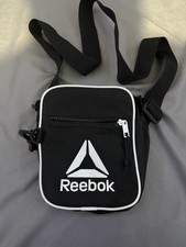 Reebok Black/White Small Crossbody Bag Zip Closure Adjustable Strap Pockets