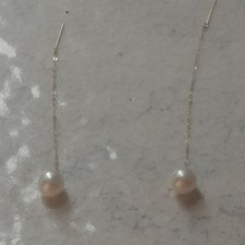 Orecchini da donna  pendenti in oro giallo 18 kt 750 con perla per lobi forati