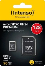 Intenso 128GB microSDXC UHS-I Premium Memory Card - with Adapter 90MB/s class 10