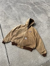 80s Brown Faded Distressed Thermal Lined Carhartt USA Made Vintage Hooded Jacket
