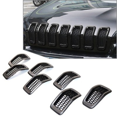 7pcs Frontgrill Kühlergrill Grill Für Jeep Cherokee 14-18 68303626AB, 68303626AA