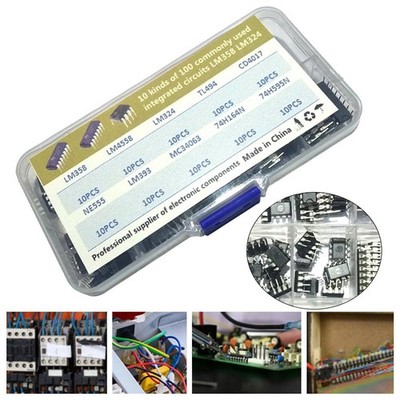 100 Stück 10 Werte IC Sortiment Kit OPAMP Timer Optokoppler Universal