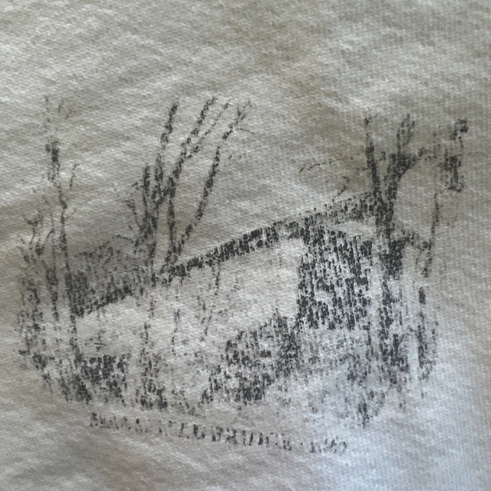 Sudadera De Colección Para Mujer 2X JERZEES Puente Cubierto AOP Blanca Hecha en EE. UU. Foto 3 de 4