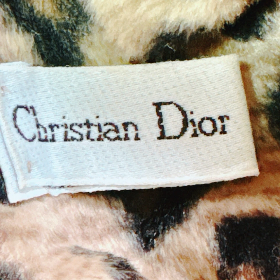 Authentique écharpe chaude col fausse fourrure imprimée léopard Christian Dio... - Photo 4/4