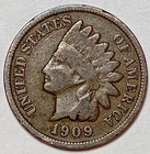 Indian Head Penny Lot of "1" VERY NICE 1909 GOOD OR BETTER°$ FREE SHIPPING $#965