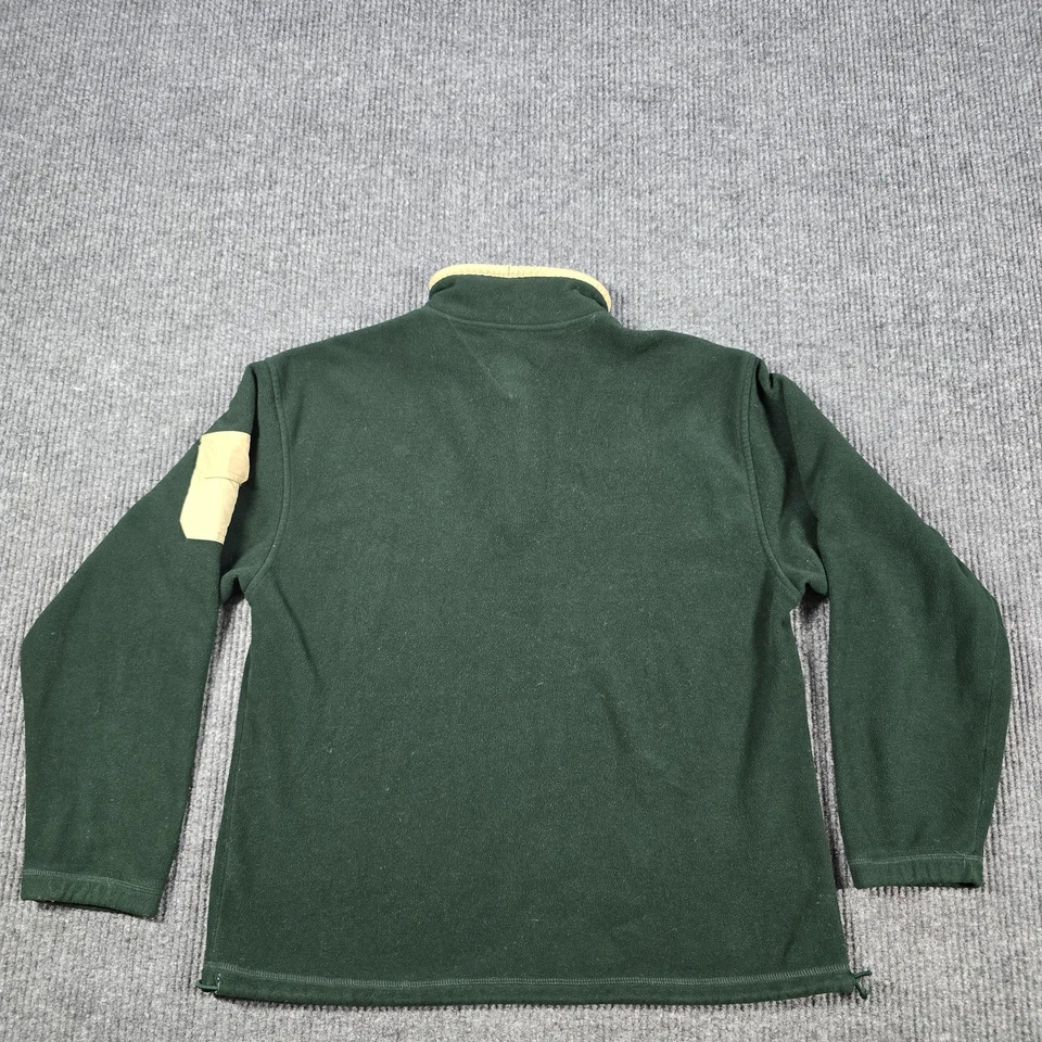 Pulôver masculino vintage Tommy Hilfiger grande verde lã quarto de zíper ao ar livre anos 90 - Imagem 3 de 4