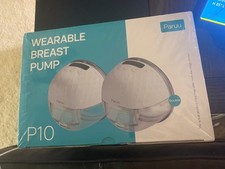 Paruu P10 Wearable Breast Pump   Hands-Free, 2 Pack, Strong Suction, White, NEW