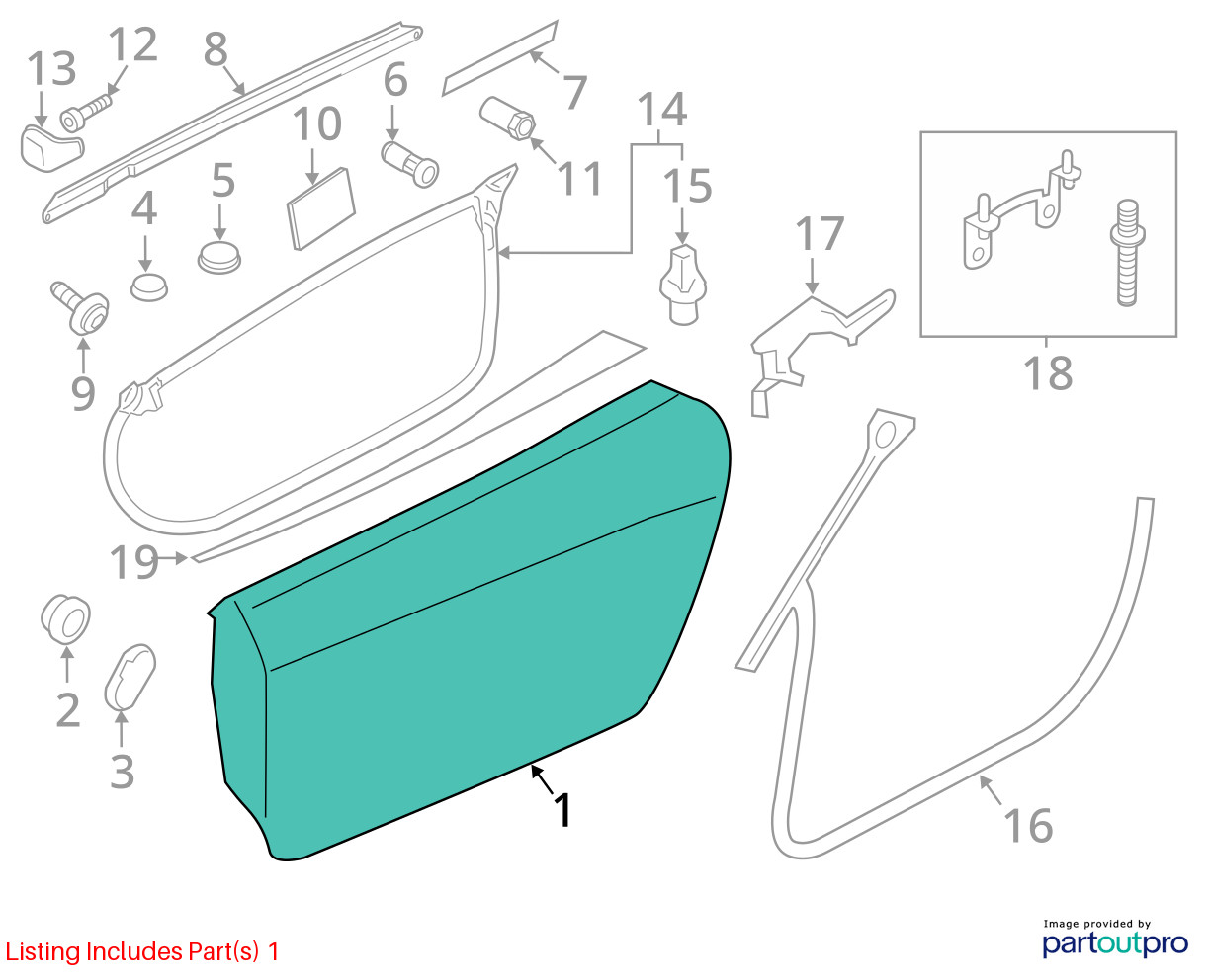 2011-2015 Audi R8 v10 Oem Convertible Front Right Door Shell Ibis White (T9PA)