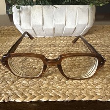 Vtg Glasses Frame Brown USS 4 1/2-5 3/4 50 22Unisex Eyeglasses Frame Military
