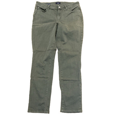 NYDJ LIFT TUCK Alina Convertible Ankle Skinny Pants Olive Green jeans size 10