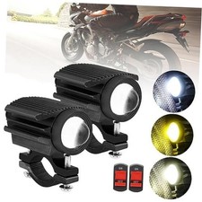 Windance 2PCS Motorcycle LED Headlight,32W 4 Modes Hi/Lo Beam Yellow Black2pcs
