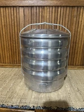 Vintage REGAL Silver Aluminum Picnic Camping Pack Carrier - 5 Compartments