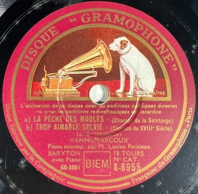 Vanni-Marcoux: L'étoile du morning / La fishing des moules 78 RPM GRAMMOPHON K-6955