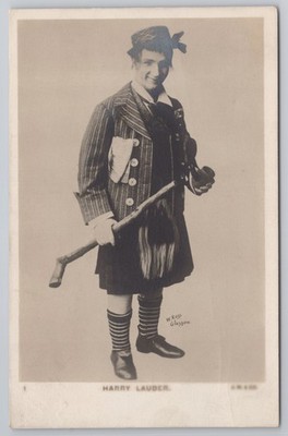 c.1908 Harry Lauder Scottish Comedian Kilt, W.Ross Glasgow, Posted Lytham