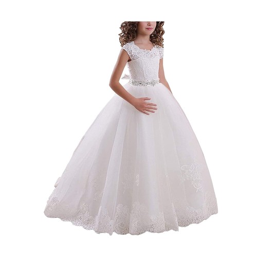 strapless open back dress Princess Flower Girl Dress in Beige Color main image 0