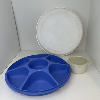 Vintage TUPPERWARE Vegetable, Fruit Divided Serving Tray 1665 & Dip ...
